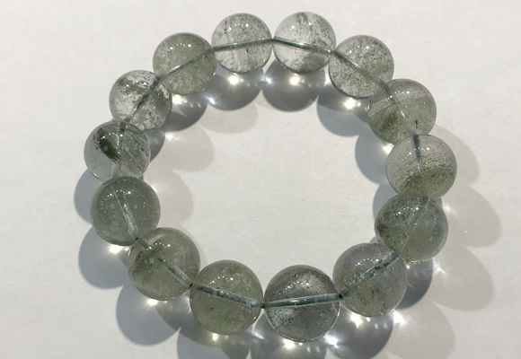 CGB4046 7.5 inches 13mm round green phantom quartz beaded bracelets