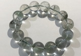 CGB4048 7.5 inches 15mm round green phantom quartz beaded bracelets