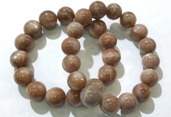 CGB4069 7.5 inches 14mm round sunstone beaded bracelets