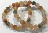 CGB4072 7.5 inches 9mm round mixed rutilated quartz beaded bracelets