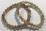 CGB4076 7.5 inches 7mm round golden rutilated quartz beaded bracelets