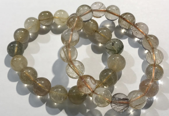 CGB4081 7.5 inches 12mm round golden rutilated quartz beaded bracelets