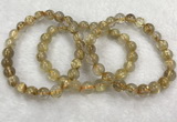 CGB4115 7.5 inches 8mm - 9mm round golden rutilated quartz beaded bracelets