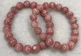 CGB4119 7.5 inches 9.5mm - 10mm round rhodochrosite beaded bracelets