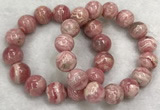 CGB4120 7.5 inches 13.5mm - 14.5mm round rhodochrosite beaded bracelets