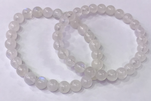 CGB4500 7.5 inches 7mm - 8mm round white moonstone beaded bracelets