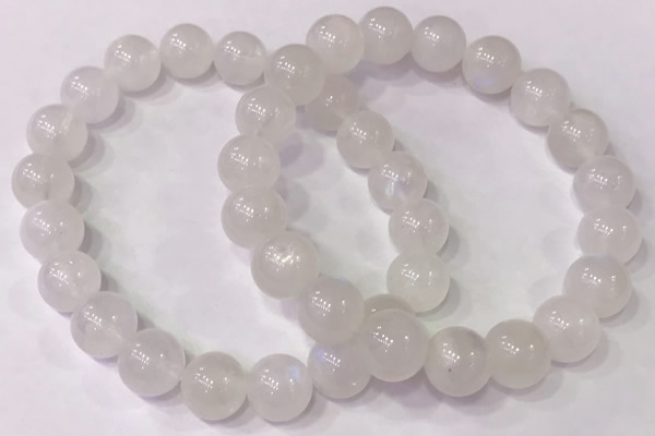 CGB4502 7.5 inches 10mm - 11mm round white moonstone beaded bracelets