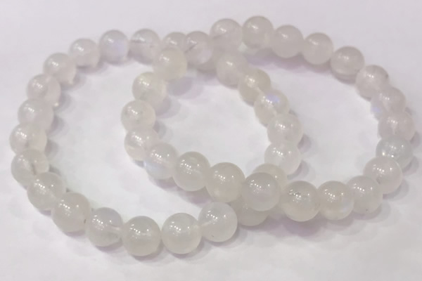 CGB4506 7.5 inches 9mm round white moonstone beaded bracelets