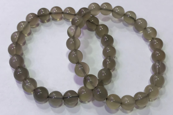 CGB4521 7.5 inches 8mm round grey moonstone beaded bracelets