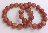 CGB4546 7.5 inches 14mm round golden sunstone beaded bracelets