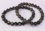 CGB4556 7.5 inches 7mm - 8mm round black sunstone beaded bracelets