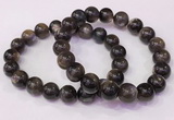 CGB4557 7.5 inches 10mm - 11mm round black sunstone beaded bracelets