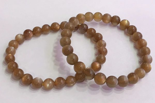 CGB4564 7.5 inches 8mm round golden sunstone beaded bracelets