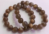 CGB4566 7.5 inches 12mm round golden sunstone beaded bracelets