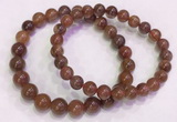 CGB4625 7mm - 8mm round red rutilated quartz beaded bracelets