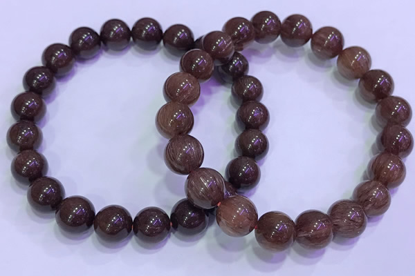 CGB4646 9mm - 10mm round red rutilated quartz beaded bracelets