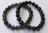 CGB4652 9mm round black rutilated quartz beaded bracelets