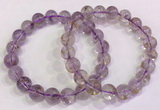 CGB4657 9.5mm - 10mm round purple phantom quartz beaded bracelets