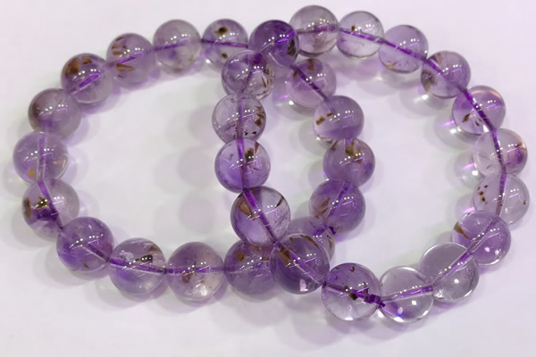 CGB4663 12mm - 13mm round purple phantom quartz beaded bracelets