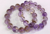 CGB4670 14mm - 15mm round purple phantom quartz beaded bracelets