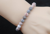 CGB5036 6mm, 8mm round pink zebra jasper beads stretchy bracelets