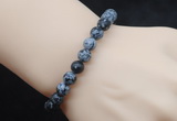 CGB5059 6mm, 8mm round snowflake obsidian beads stretchy bracelets