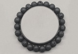 CGB5069 6mm, 8mm round black lava beads stretchy bracelets