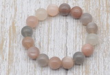 CGB5315 10mm, 12mm round moonstone beads stretchy bracelets