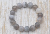 CGB5332 10mm, 12mm round grey banded agate beads stretchy bracelets