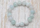 CGB5333 10mm, 12mm round sea blue banded agate beads stretchy bracelets