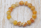 CGB5334 10mm, 12mm round yellow banded agate beads stretchy bracelets