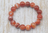 CGB5336 10mm, 12mm round red banded agate beads stretchy bracelets