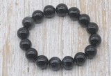 CGB5341 10mm, 12mm round black banded agate beads stretchy bracelets