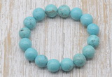 CGB5366 10mm, 12mm round blue howlite turquoise beads stretchy bracelets