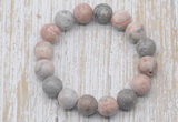 CGB5377 10mm, 12mm round pink zebra jasper beads stretchy bracelets