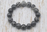 CGB5381 10mm, 12mm round black water jasper beads stretchy bracelets