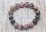 CGB5388 10mm, 12mm round rhodonite beads stretchy bracelets