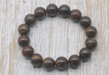 CGB5389 10mm, 12mm round bronzite beads stretchy bracelets