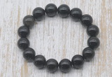 CGB5392 10mm, 12mm round black obsidian beads stretchy bracelets