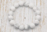 CGB5500 10mm, 12mm round matte white howlite beads stretchy bracelets