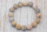 CGB5504 10mm, 12mm round matte yellow crazy lace agate beads stretchy bracelets