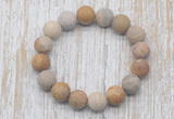 CGB5505 10mm, 12mm round matte fossil coral beads stretchy bracelets