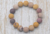 CGB5507 10mm, 12mm round matte mookaite beads stretchy bracelets