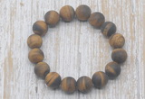 CGB5508 10mm, 12mm round matte yellow tiger eye beads stretchy bracelets