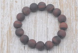 CGB5509 10mm, 12mm round matte red tiger eye beads stretchy bracelets