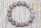 CGB5514 10mm, 12mm round matte pink zebra jasper beads stretchy bracelets