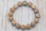 CGB5516 10mm, 12mm round matte picture jasper beads stretchy bracelets