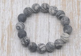 CGB5518 10mm, 12mm round matte black water jasper beads stretchy bracelets