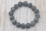 CGB5520 10mm, 12mm round matte black labradorite beads stretchy bracelets