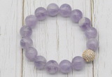 CGB5656 10mm, 12mm lavender amethyst beads with zircon ball charm bracelets